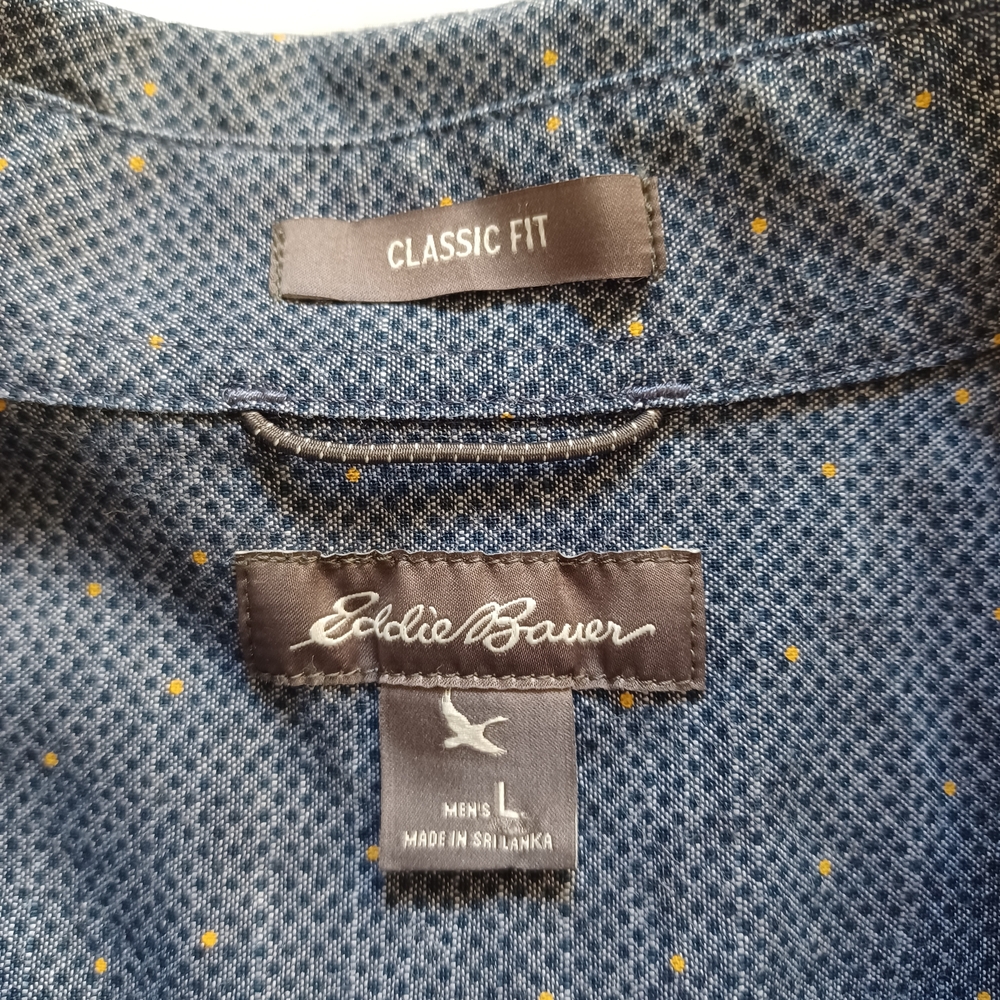 Eddie Bauer Mens Casual Button Down Shirt Classic Fit Short Sleeve Cotton Size L - Picture 2 of 9